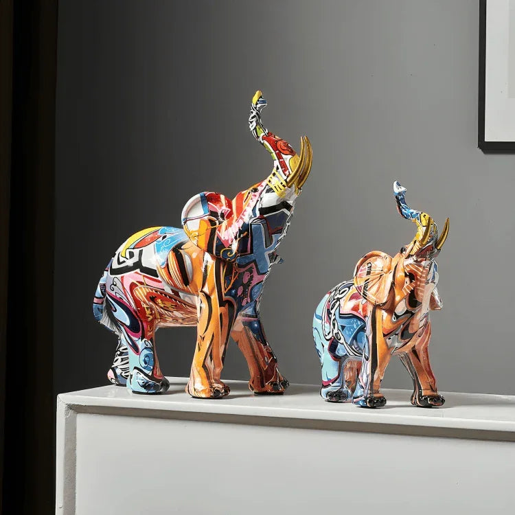 PLATINARTZ® Nordic Elephant Graffiti Sculpture