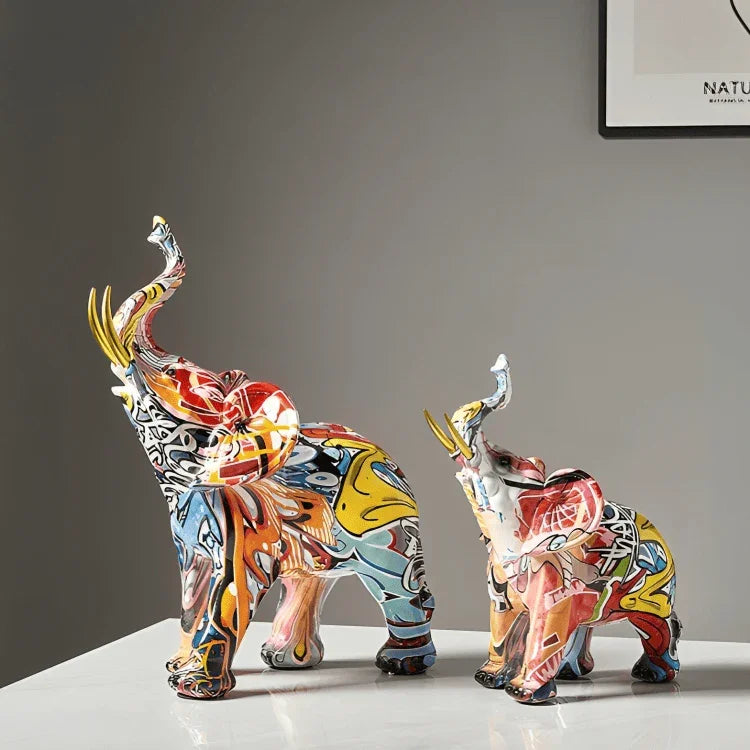 PLATINARTZ® Nordic Elephant Graffiti Sculpture