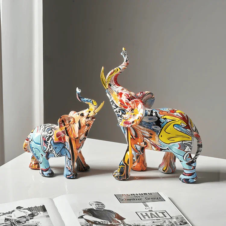 PLATINARTZ® Nordic Elephant Graffiti Sculpture