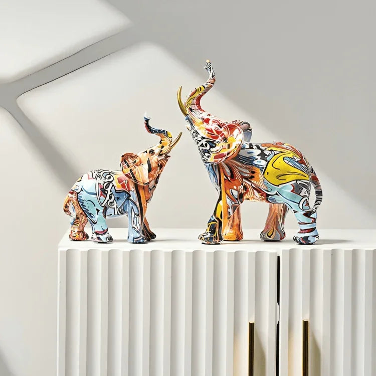 PLATINARTZ® Nordic Elephant Graffiti Sculpture