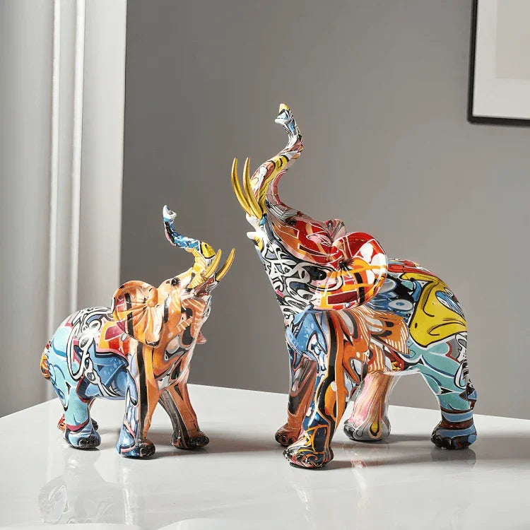 PLATINARTZ® Nordic Elephant Graffiti Sculpture