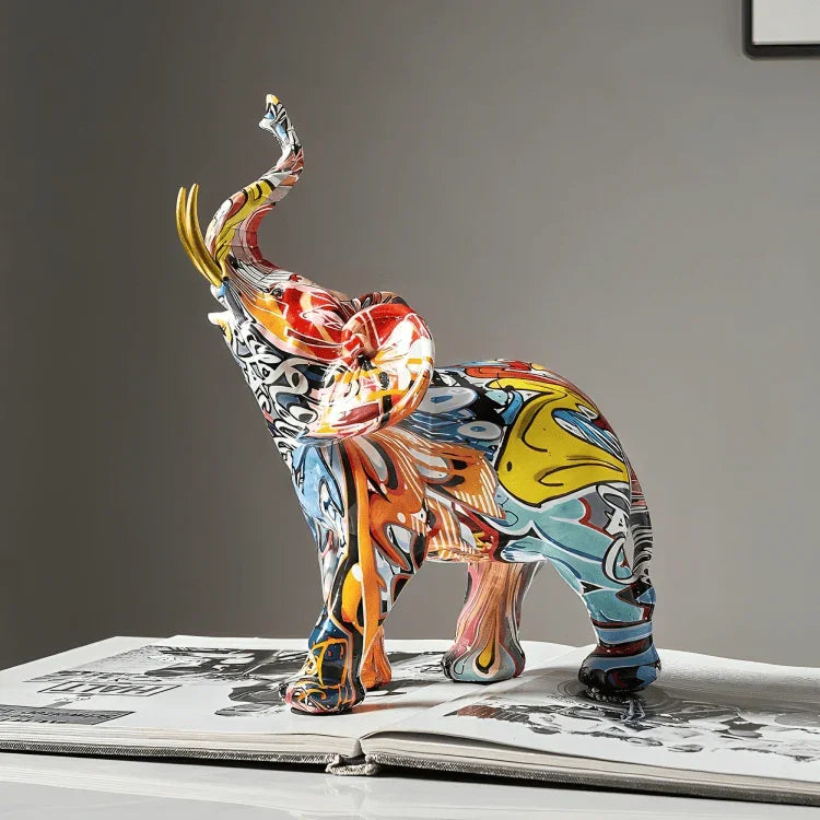 PLATINARTZ® Nordic Elephant Graffiti Sculpture