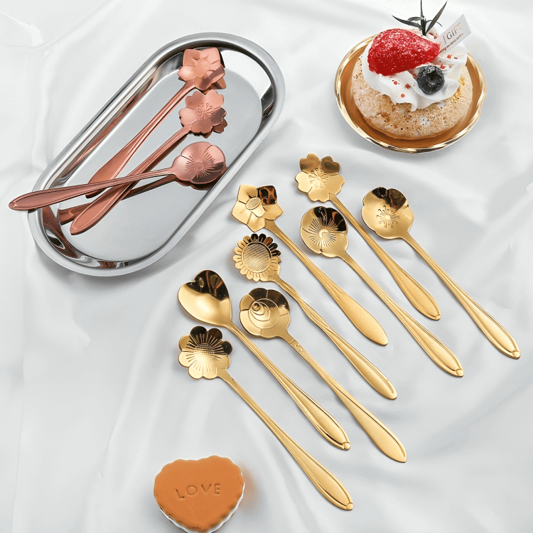 PLATINARTZ® PetalSpoon 8-Piece Flower Spoon Set