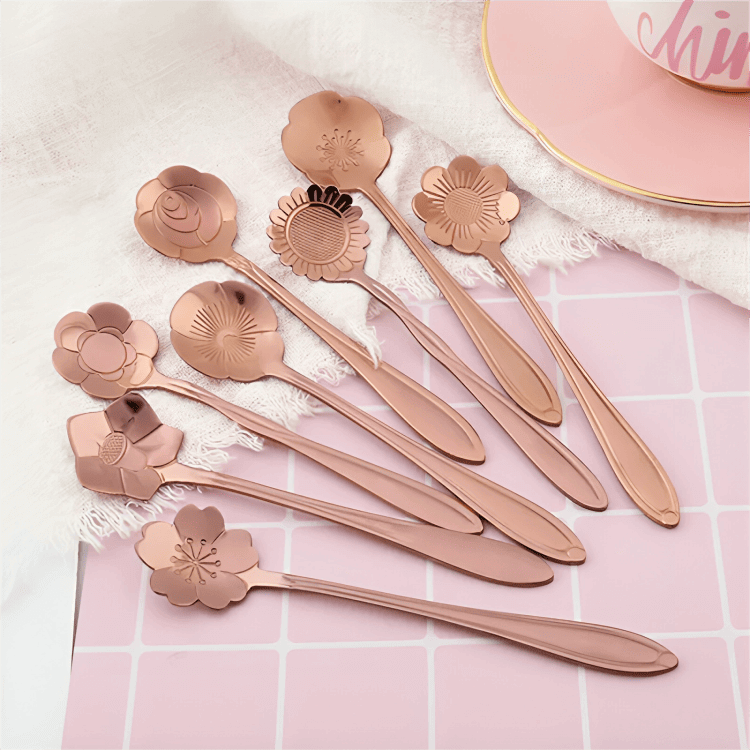PLATINARTZ® PetalSpoon 8-Piece Flower Spoon Set