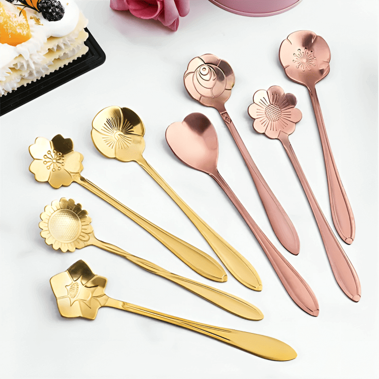 PLATINARTZ® PetalSpoon 8-Piece Flower Spoon Set