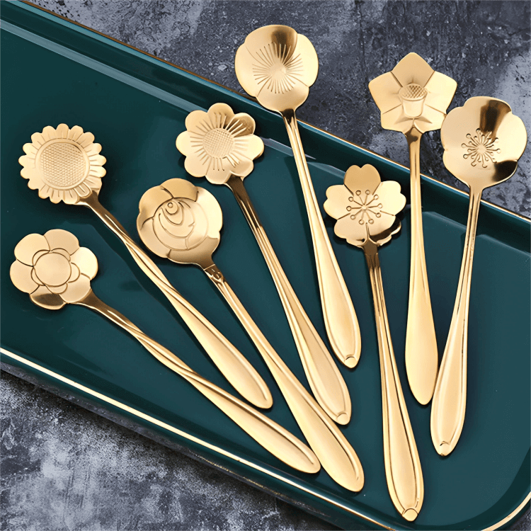 PLATINARTZ® PetalSpoon 8-Piece Flower Spoon Set