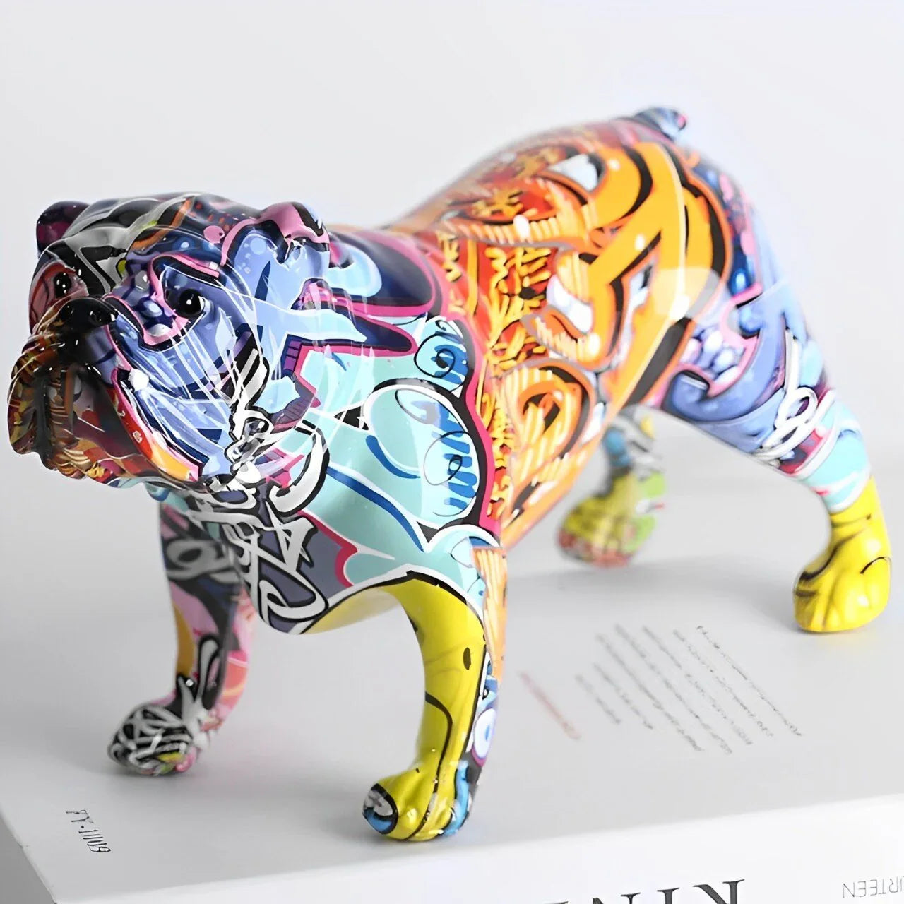 PLATINARTZ® Graffiti English Bulldog Sculpture