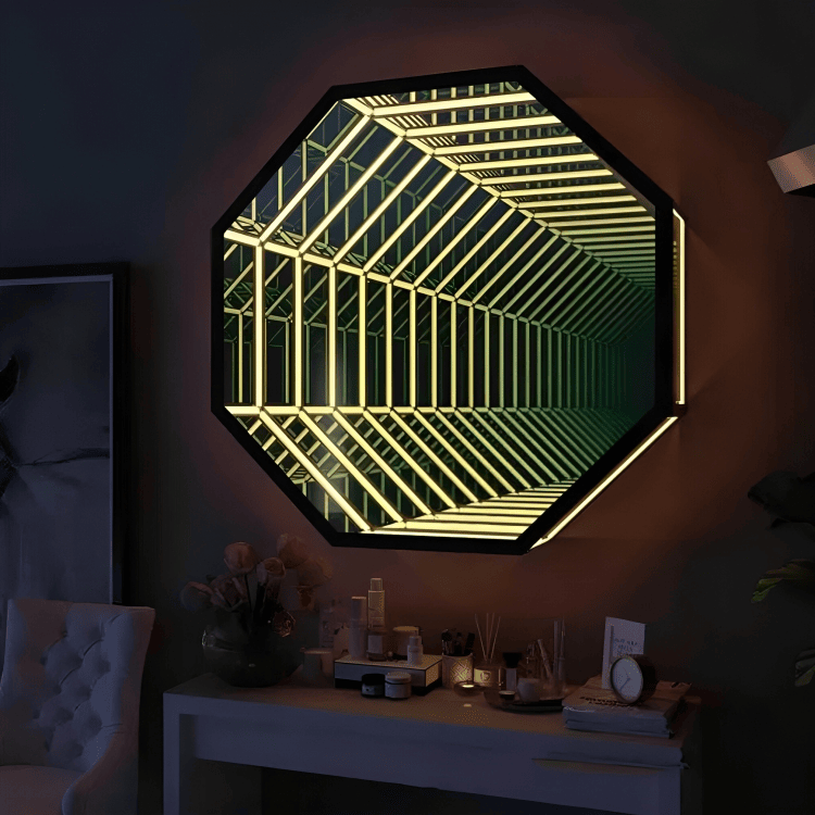 Handcrafted FtA 3D Infinity Mirror Reflective LED Light Wall Decor