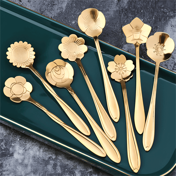 PLTNRTZ® PetalSpoon 8-Piece Flower Spoon Set