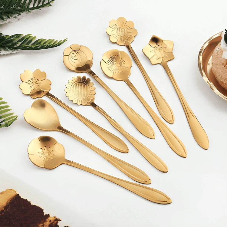 PLTNRTZ® PetalSpoon 8-Piece Flower Spoon Set