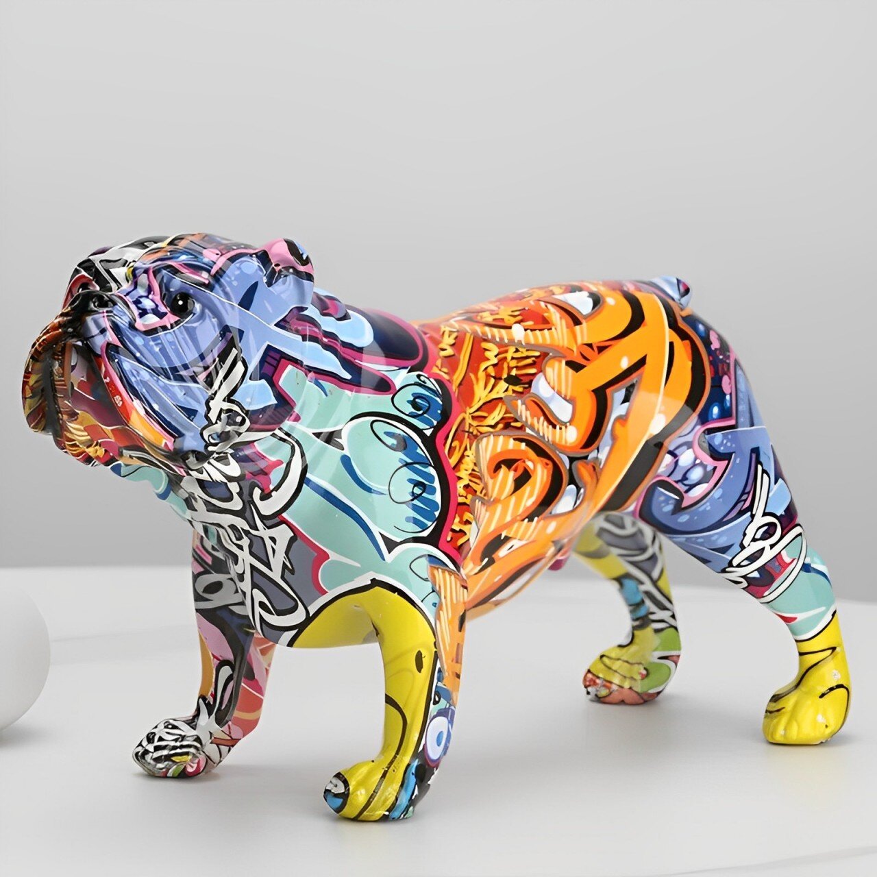 PLTNRTZ® Graffiti English Bulldog Sculpture